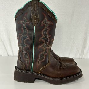 Justin Gypsy Raya Brown Leather Square Toe Cowboy Boots Women’s 8B GY2900